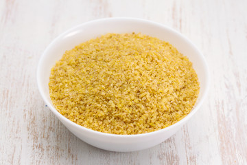 bulgur on white dish