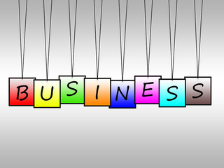 Illustration of word business written on hanging tags