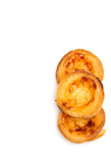 traditional egg tart pastel de nata on white background
