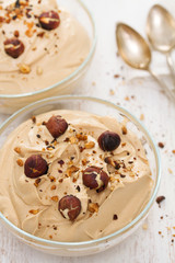 coffee mousse with nuts in bowl