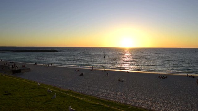 traumhafter Blick über den Indischen Ozean, Sonnenuntergang, Cottesloe Beach, Perth, Westaustralien, Australien, Western Australia, Down under