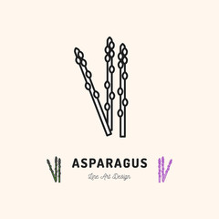 Asparagus icon Vegetables logo. Thin line art design, Vector outline illustration