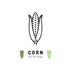 Corn cobs icon Vegetables logo Maize. Thin line art design, Vector outline illustration