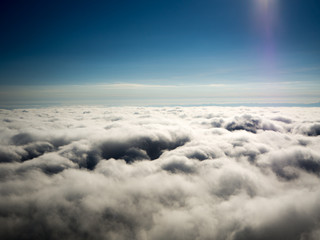 Perfect sea of fog and clearly blue sky background