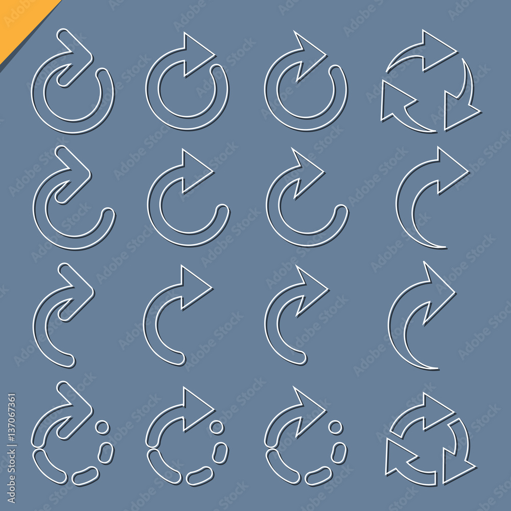 Canvas Prints set of 3d rounded arrow white icons