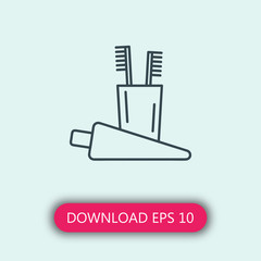 Tooth paste and brush icon vector