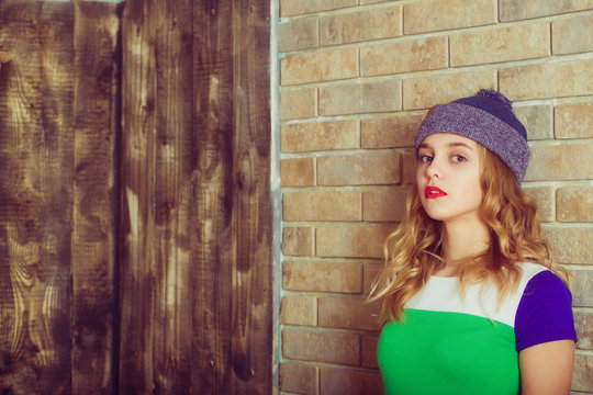 Pretty Girl In Grey Beanie Hat