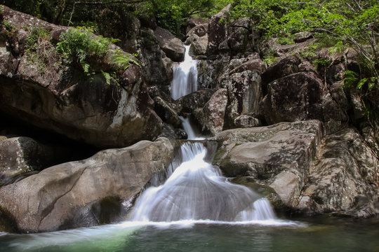 Small waterfalls Little Crystal Creek, Paluma Range National Park, Queensland, Australia
