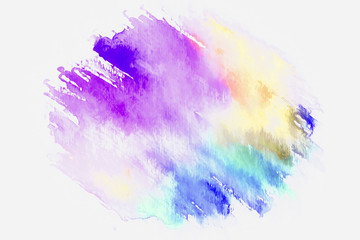 Abstract watercolor on white background.The color splashing in the paper.It is a hand drawn