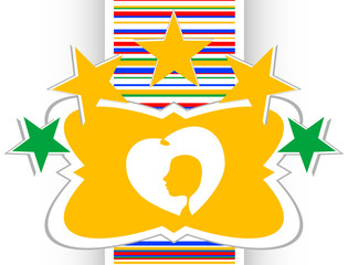 web button icon with heart and woman head
