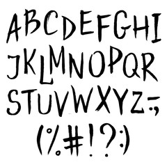 Hand-Drawn Gothic Black Alphabet And Signs