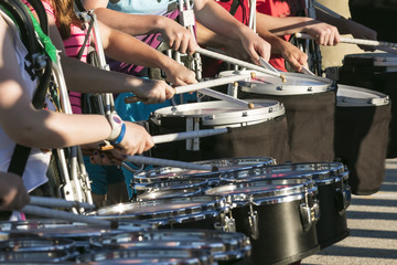 drum line practice on a sunny day