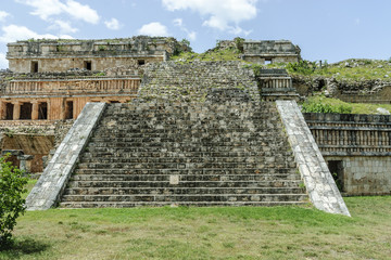 sight of the Mayan ruins of the big palace in the archaeological Sayil enclosure in Yucatan, Mexico