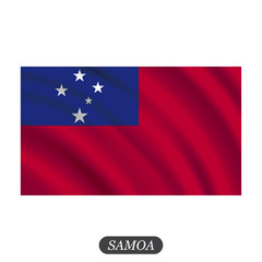 Waving Samoa flag on a white background. Vector illustration