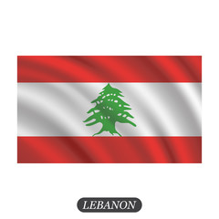Waving Lebanon flag on a white background. Vector illustration