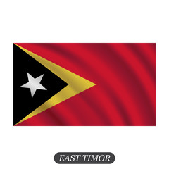 Waving East Timor flag on a white background. Vector illustration