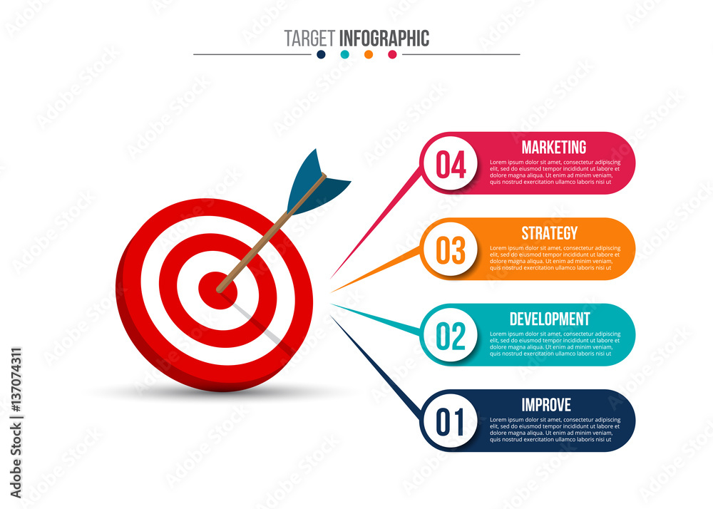 Poster Infographic template with target and dart.