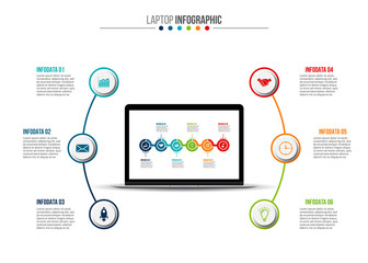 Infographic template with laptop.