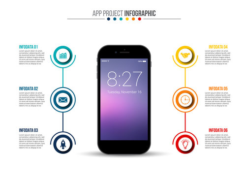 Infographic Template With Mobile Phone.