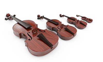 Obraz premium Aged violin isolated on white 3D rendering