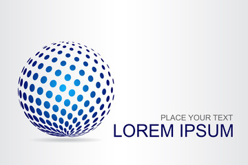 Logo stylized spherical surface with abstract shapes