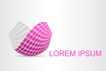 Logo stylized spherical surface with abstract shapes