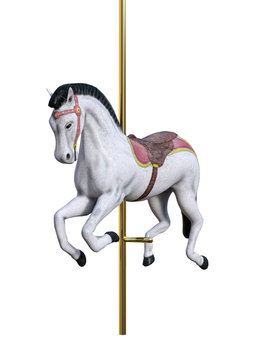 3D Rendering Carousel Horse on White