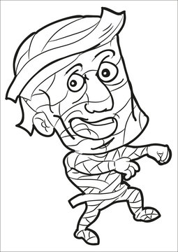 happy smiling cartoon mummy coloring page