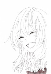 Drawing in the style of anime. Picture of a girl in the picture in the style of Japanese anime.