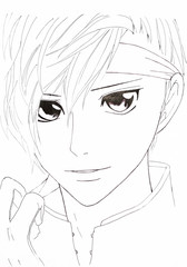 Drawing in the style of anime. Image of a man in the picture in the style of Japanese anime