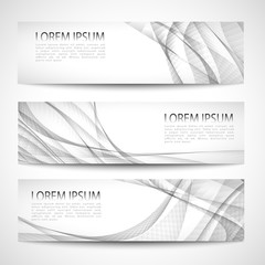 Fototapeta premium Set abstract gray smooth curve lines background advertising banner.Abstract header gray wave white vector design