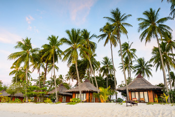  Resort around with coconut trees on the beach at island in Thai