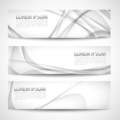 Fototapeta premium Set abstract gray smooth curve lines background advertising banner.Abstract header gray wave white vector design