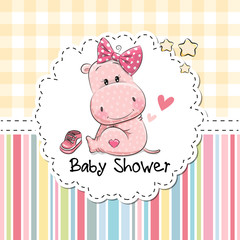 Baby Shower Greeting Card with Hippo