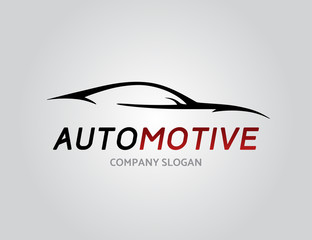 Automotive car logo design with concept sports vehicle silhouette