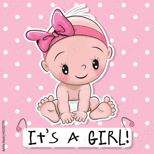 "Greeting card it is a girl with baby" Stock image and royaltyfree