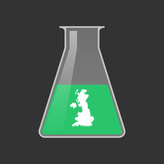 Isolated test tube with  a map of the UK