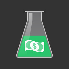 Isolated test tube with a dollar bank note