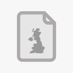 Isolated document with  a map of the UK