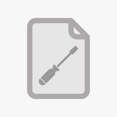 Isolated document with a screwdriver