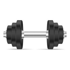 Obraz na płótnie Canvas Realistic dumbbell isolated on white background. Realistic vector illustration.