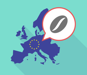 Long shadow EU map with a coffee bean