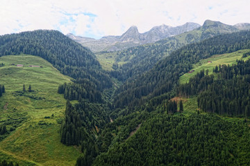 panoramic view into zillertal valley at gerlos road