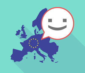 Long shadow EU map with a smile text face