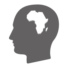 Isolated male head with  a map of the african continent