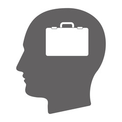 Isolated male head with  a briefcase