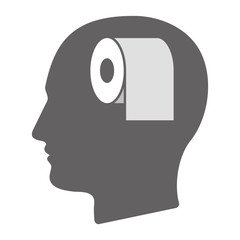 Isolated male head with a toilet paper roll