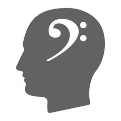 Isolated male head with an F clef