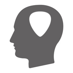 Isolated male head with a plectrum