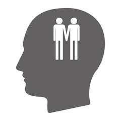 Isolated male head with a gay couple pictogram